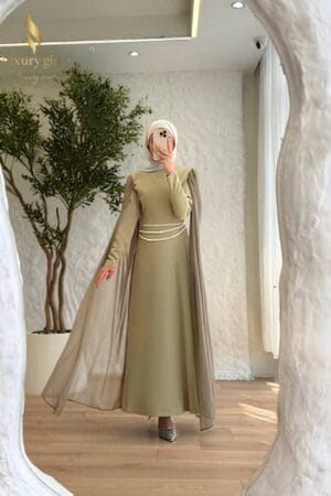 فستان الحجاب الملكي اللؤلؤي