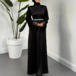 فستان أسود ساتان دانتيل