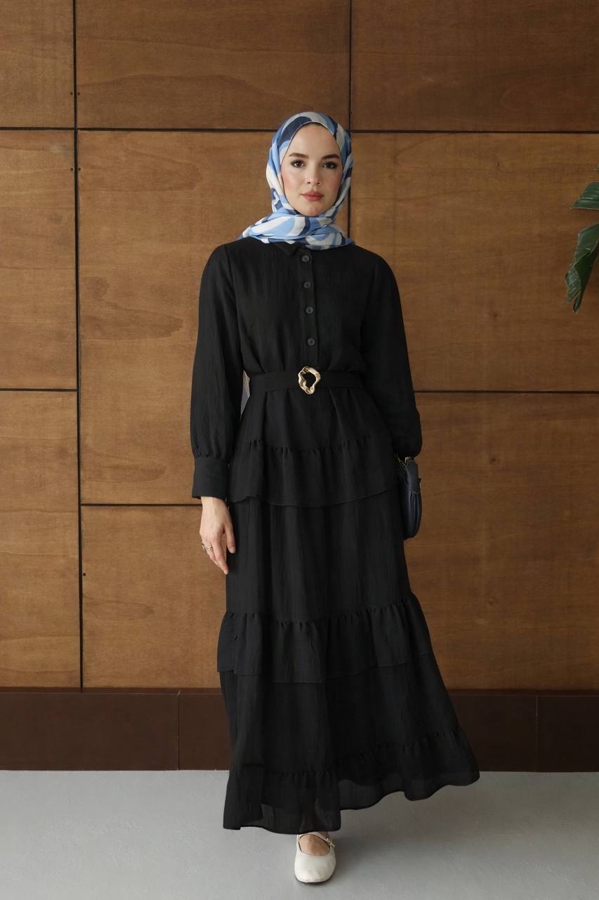 فستان شيفون مع حزام